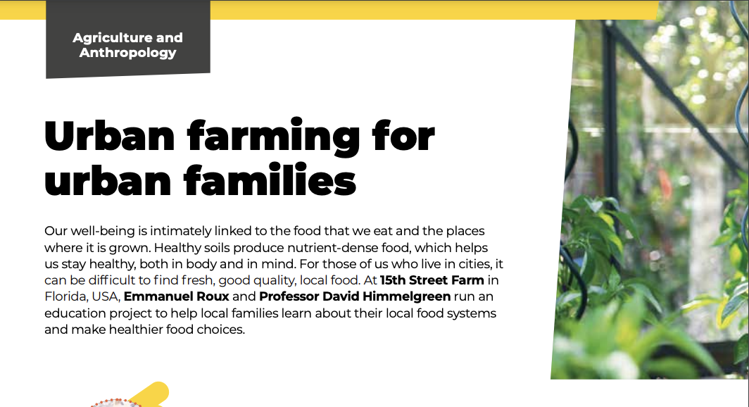 Picture of the opening section of the Article "Urban Farming for Urban Families"