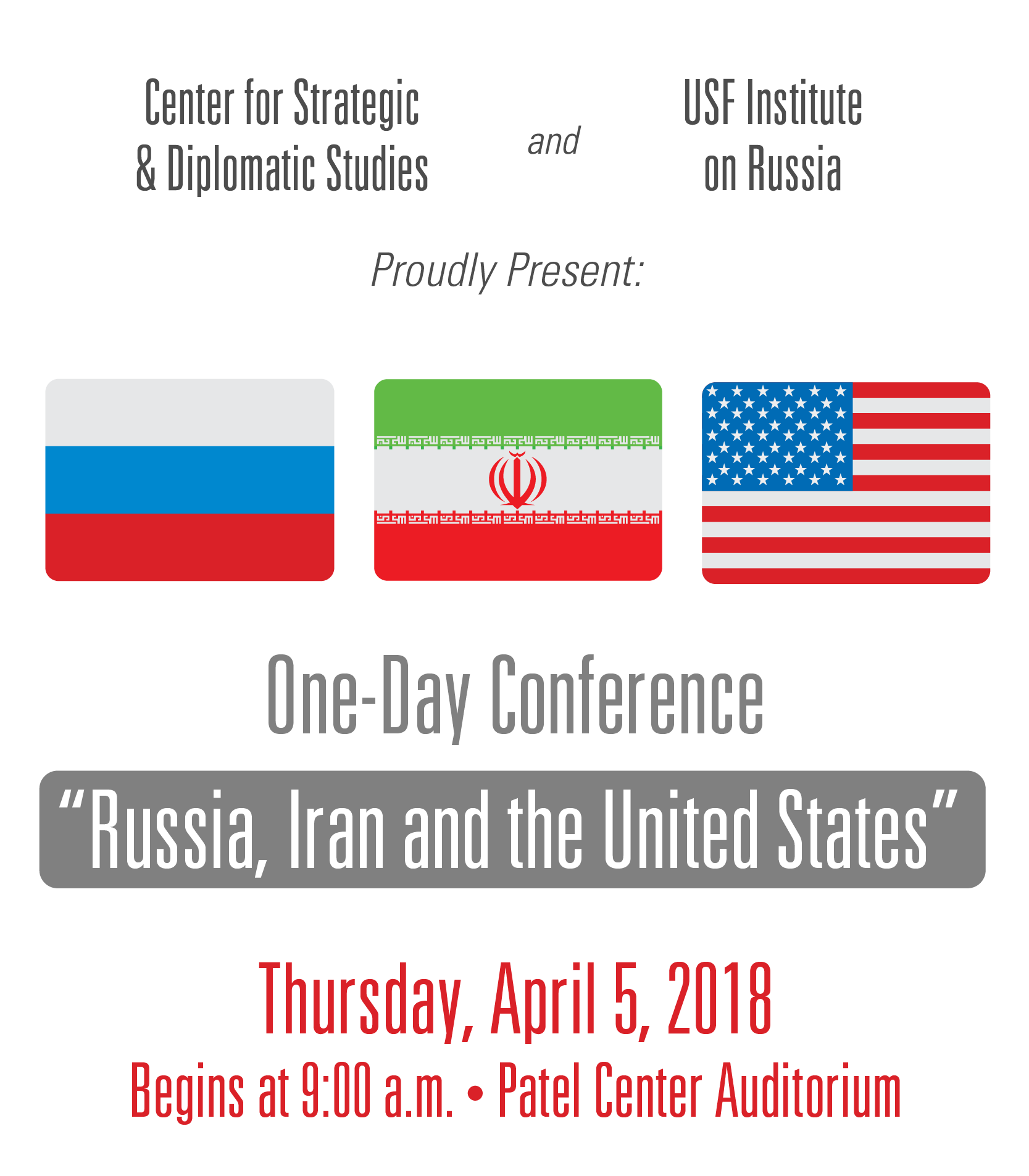 USA - Russia - Iran conference banner