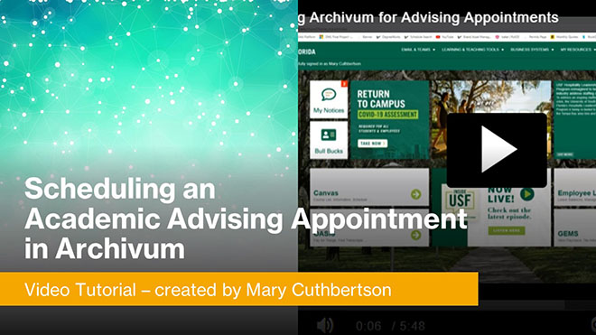 Video Tutorial to Schedule Advising Appointment