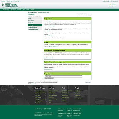 USFSP Library Visual Arts Collection website screenshot