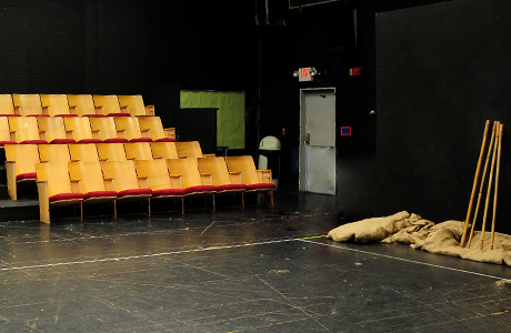 Performance area and side space of Theatre Centre black box theatre.