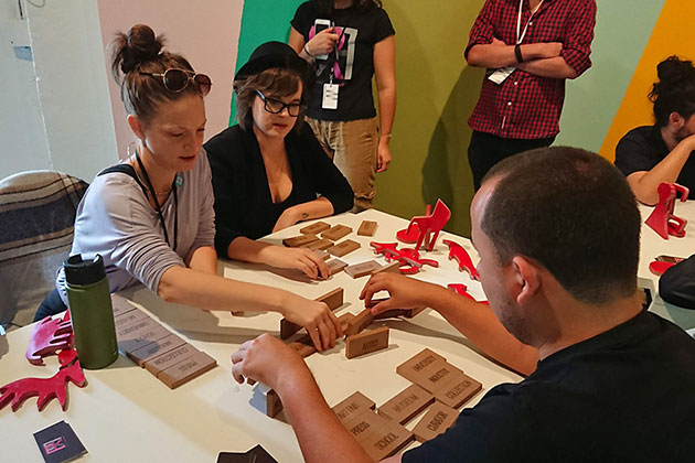 participants complete a hands-on activity at the workshop led by Cesar Cornejo at the Creative Time Summit in Miami