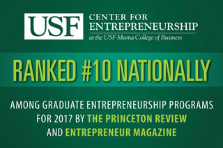 USF's Center for Entrepreneurship Ranked #10 Nationally