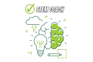 graphic with text reading "STEM Coach" 