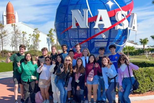 A group of USF Honors LLC students at the Kennedy Space Center in Cape Canaveral, Florida