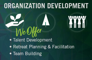 Organization Development: We offer talent development, retreat planning & facilitation, team building