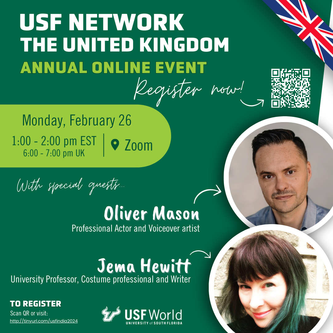 green square instagram image announcing an upcoming virtual meeting of Network the United Kingdom featuring 2 alumni guests with their headshots in bubbles
