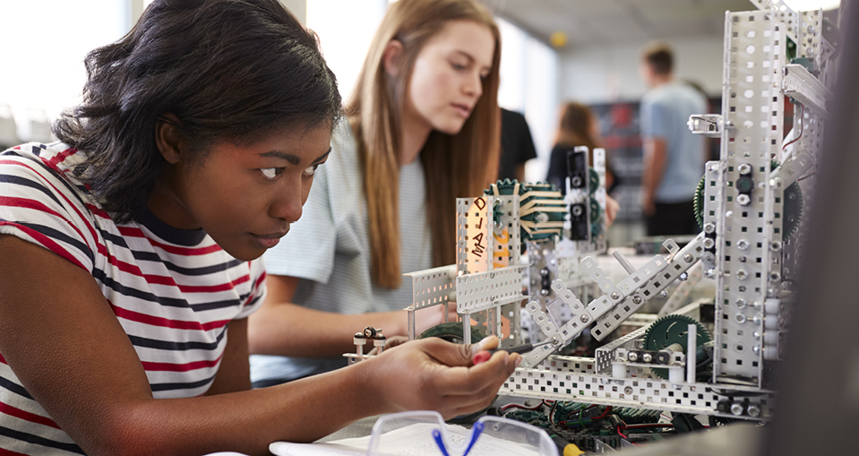 Student working on an engineering project.