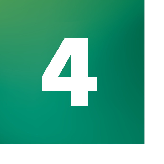 white numeral four on a green background