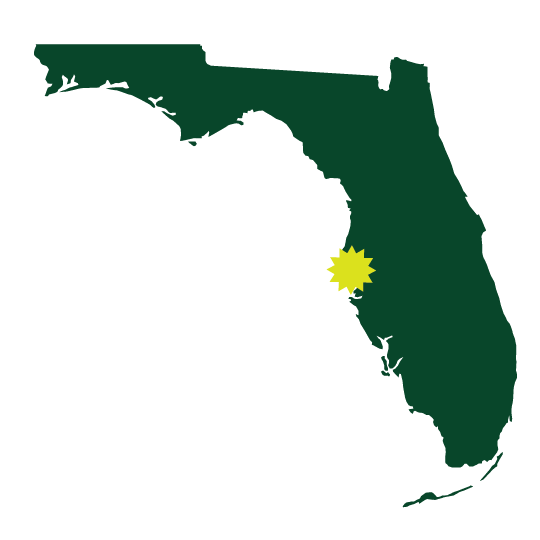 A map highlighting USF's campus area in the Tampa Bay area.