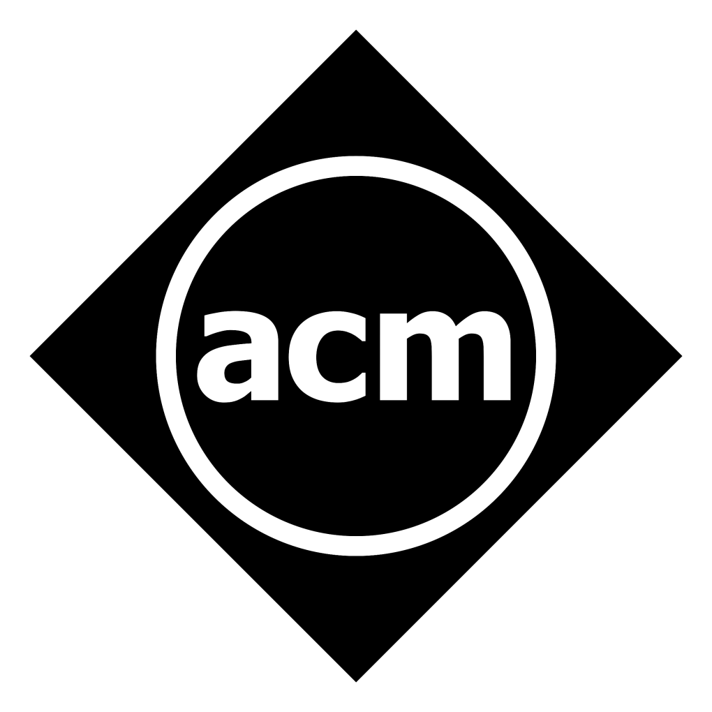 Letters ACM in white text on black diamond logo