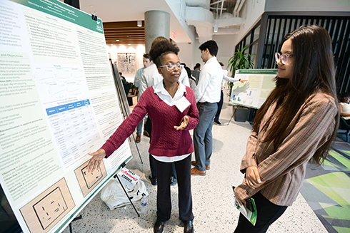 Student presenting her research.