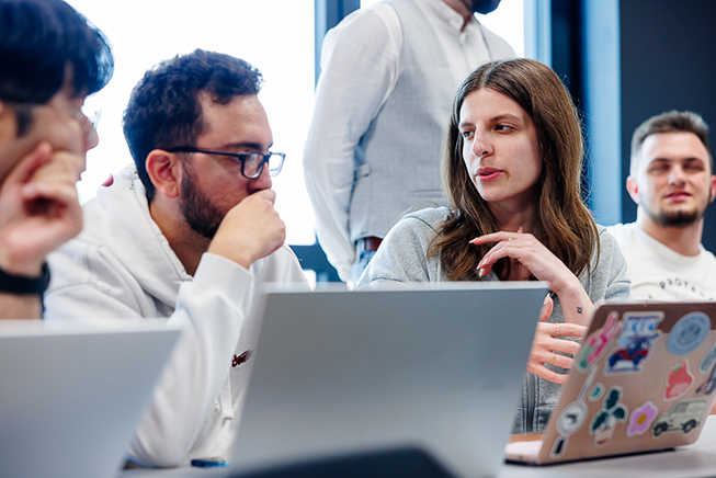 USF cybersecurity major Autumn Kissinger works with other students during a study abroad trip in Croatia.
