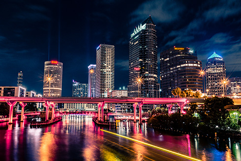 downtown tampa at night
