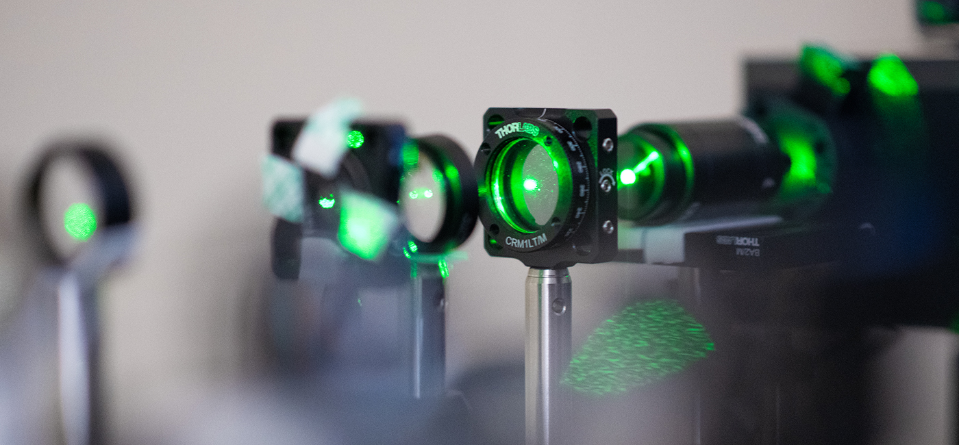 A green laser is used in imaging in John Murray Bruce's lab at USF.
