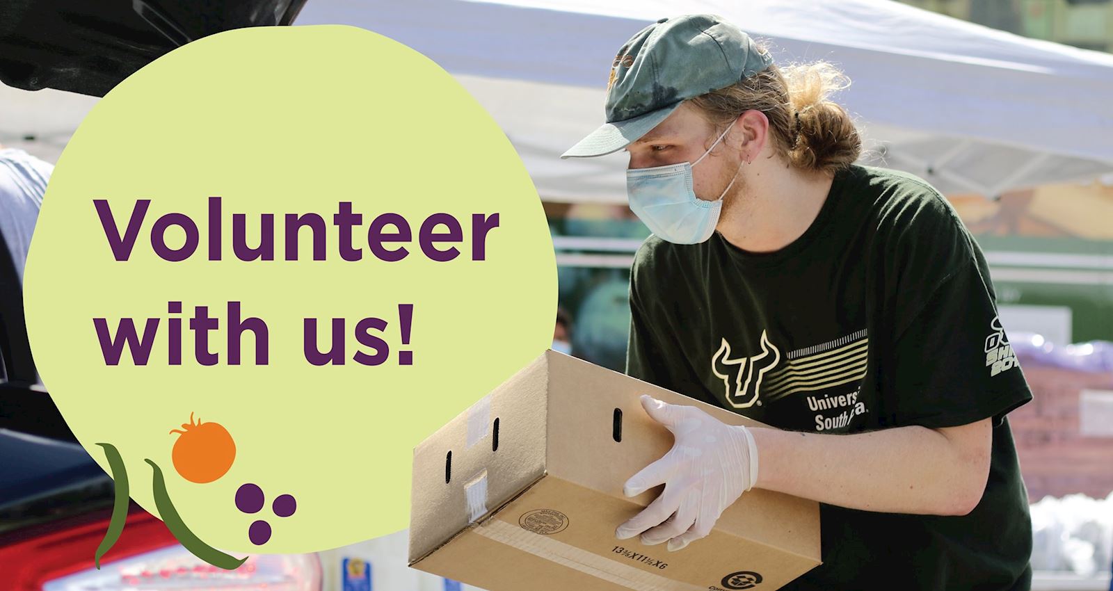 Feeding Tampa Bay Volunteer wear USF shirt packs boxes