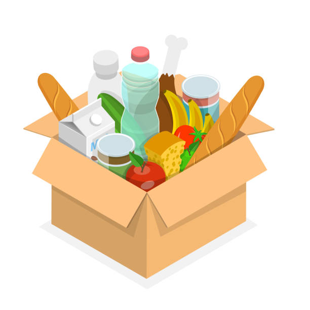 Cartoon image of a food pantry box