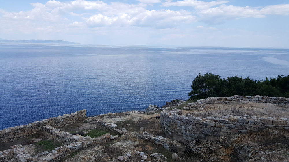 shoreline with blue sky