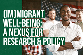 (Im)Migrant Well-Being: a Nexus for Research & Policy - smiling Black man with his arms crossed in front of a US flag