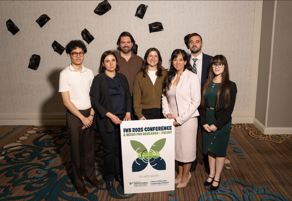 Meet the dedicated organizing committee of the 2025 IWB Conference, from left to right: Marko Sánchez (Communications Intern, George Washington University), Dr. Elizabeth Vaquera (Co-Chair, GWU), Trey Johnston (Director, GWU), Annabelle Manzo (Policy Associate, GWU), Dr. Elizabeth Aranda (Co-Chair, University of South Florida), Thomas J. Rachko, Jr. (Policy Lead, GWU), and Liz Ventura Molina (Research Development Lead, USF). Their collective expertise and leadership were instrumental in steering the conference towards success.