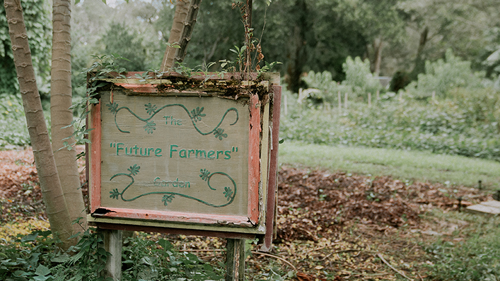 garden sign that says "the future farmers garden"