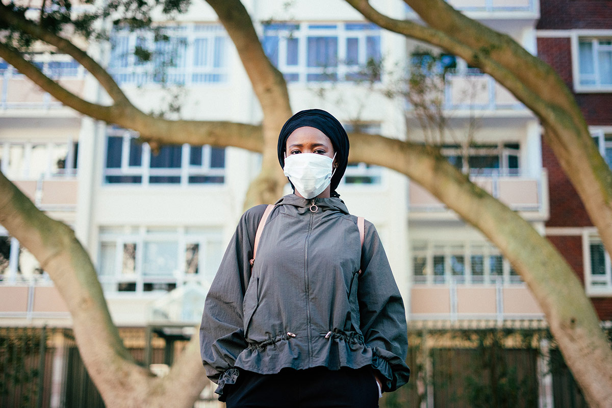 woman wearing mask