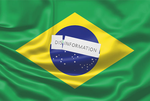 Brazilian flag with the word