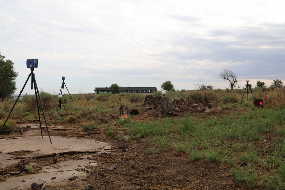 equipment set up in a field