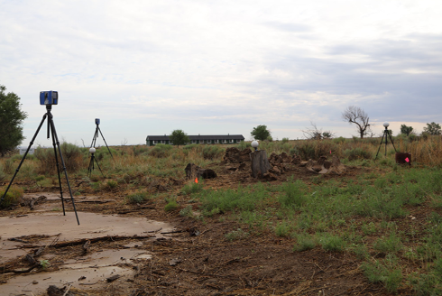 equipment set up in a field
