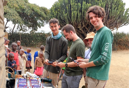 research team working in the field