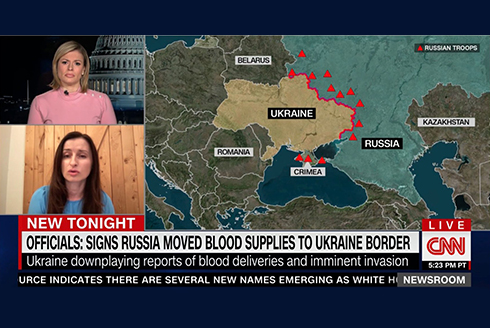 screenshot of Tatsiana Kulakevich's CNN appearance