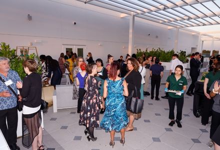 Attendees at the Women’s and Gender Studies 50th Anniversary event gather to celebrate the program