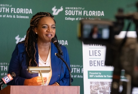 U.S. State Representative Fentrice Driskell delivered some opening remarks at the exhibit’s grand opening. (Photo by Corey Lepak)