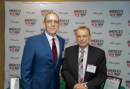 Dr. Thomas P.M. Barnett (left) with Dr. Mohsen Milani (right). (Photo by Corey Lepak)