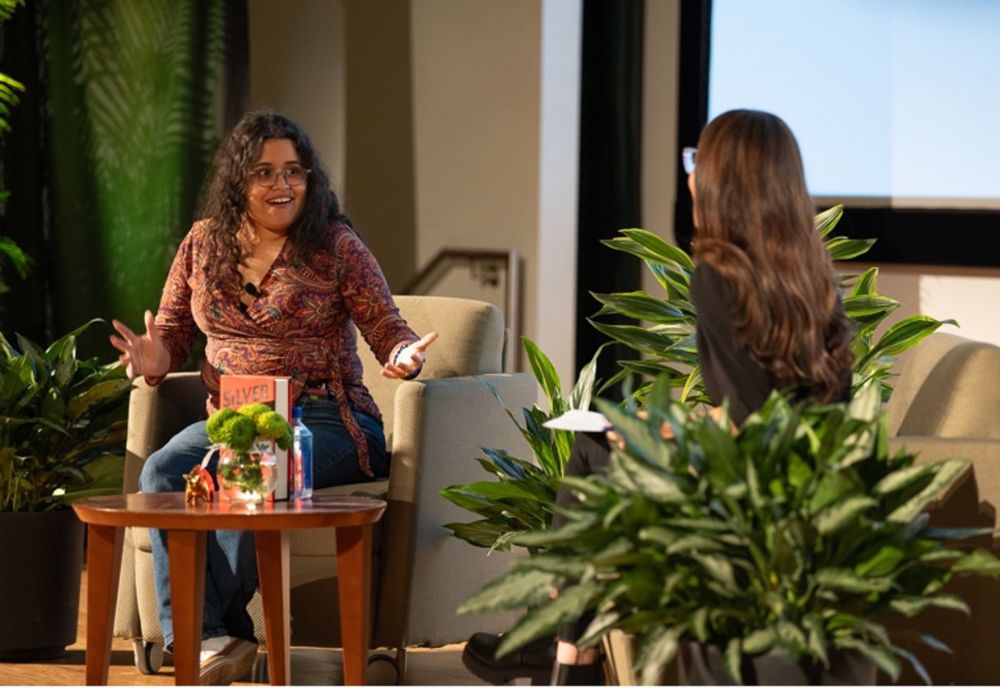 Silvia Moreno-Garcia discussing her new book “Silver Nitrate” with moderator Carmen Alvarez. (Photo by Corey Lepak)