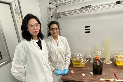 Researchers in a lab for brewing research