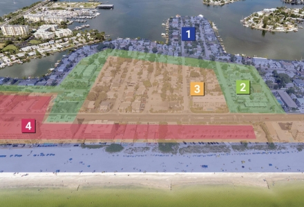 Graphic analysis created for the series illustrating an example of flooding in areas of Tampa Bay based on hurricane category levels using information from the National Hurricane Center. (Source: Tampa Bay Times)