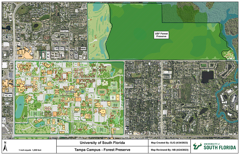 Map showing the green spaces that comprise the ECORE System.