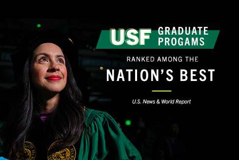 USF Graduate Programs banner with graduate in cap and gown