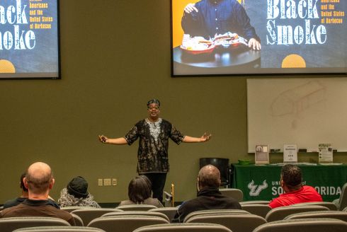 Food writer Adrian Miller delivered a lecture at USF in February. (Photo courtesy of Liz Kicak)