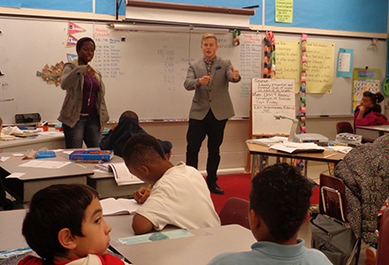 DSLS members teaching at a local elementary school as part of the 2018-2019 “Teach-In” initiative. (Photo courtesy of Lauren Taylor)