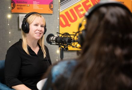 Dr. Heide Castañeda shares her insights and expertise on SB1718 during podcast recording. (Photo by Corey Lepak)