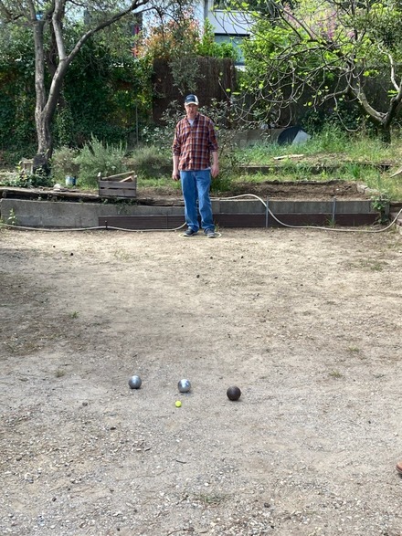 John Henson playing Pétanque with his host family abroad. (Photo courtesy of John Henson)