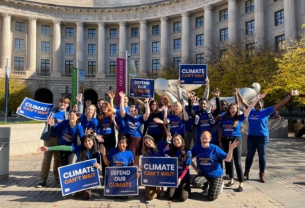 Folsom participated in a national gathering of Student PIRGs leaders in the nation’s capital in November calling on members of Congress and leaders of the Environmental Protection Agency to take action on a range of different environmental topics such as: stronger restrictions on soot, reductions climate pollution from power plants, and protecting water from lead and toxic PFAS pollution. She also attended the announcement of the EPA’s National Environmental Youth Advisory Council along with other Student PIRGs. (Photo courtesy of Folsom)