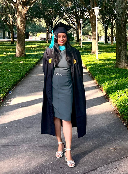 Aditi Sugeerappa Hoti after her December 2023 graduation from the Masters of Urban Regional Planning program. (Photo courtesy of Aditi Sugeerappa Hoti)