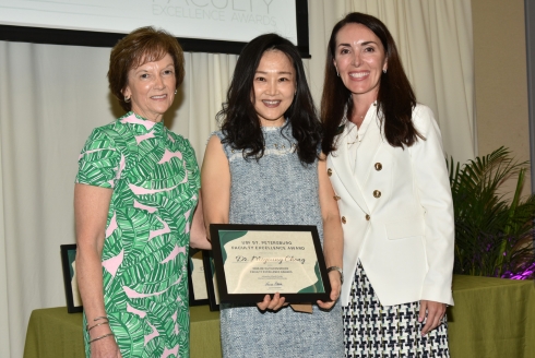 Dr. Miyoung Chong (center) is a recipient of the WLP’s 2024 Dr. Kathleen Moore Faculty Excellence Award. (Photo courtesy of Miyoung Chong)