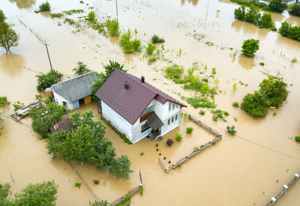 house in flooded area