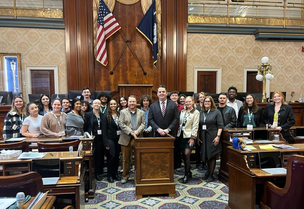 Students visiting the South Carolina State House where they witnessed a session of the Senate. They also spoke with representatives Micah Caskey and Mike Neese. (Photo by Dante Rubino)