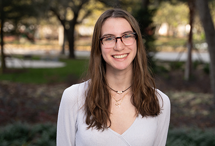 WLP Scholar Shelby-Lynn Pitre earned the Women in Leadership & Philanthropy Endowed Scholarship. (Photo by Corey Lepak)