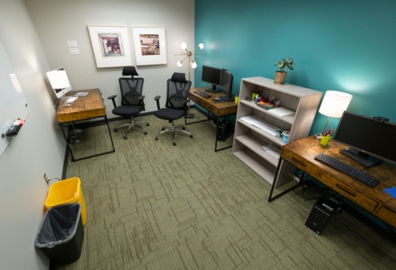 The Humanities Institute’s newly renovated office spaces for faculty fellows and the DeBartolo Endowed Chair. (Photo by Corey Lepak)